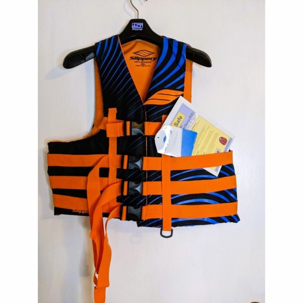 Slippery Hydro S13 Life Vest Watercraft Black Orange Blue Size Super XL NEW Swim